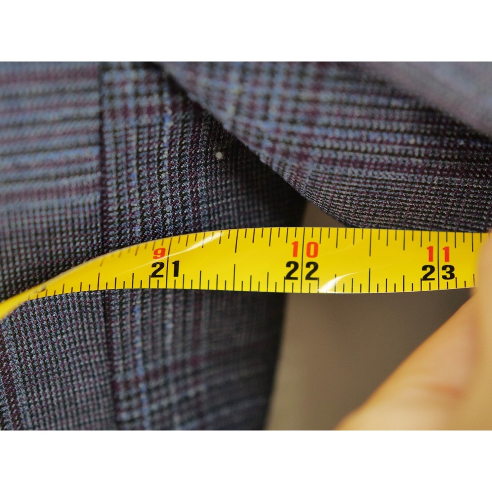 Hart Schaffner Marx Sport Coat Blazer Size 44L Blue Super 130s Plaid Wool - Picture 5 of 16